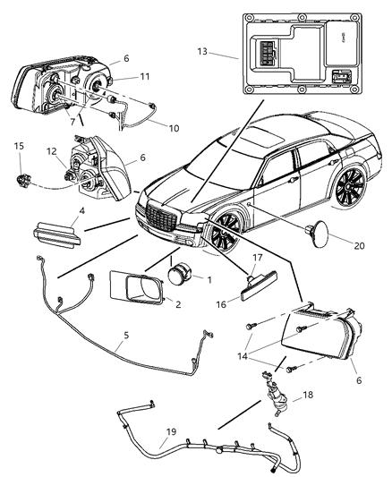 Headlamp Diagram for 4806058AE
