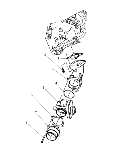 1992 Dodge Shadow Adapter Intake Throttle Diagram for 5142813AA