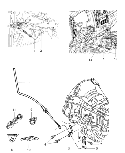 Bracket Shift Cable Diagram for 52104371AG