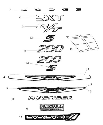 Molding Hood Diagram for 68197930AA