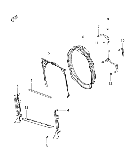 Seal Radiator Mid Diagram for 68359231AC