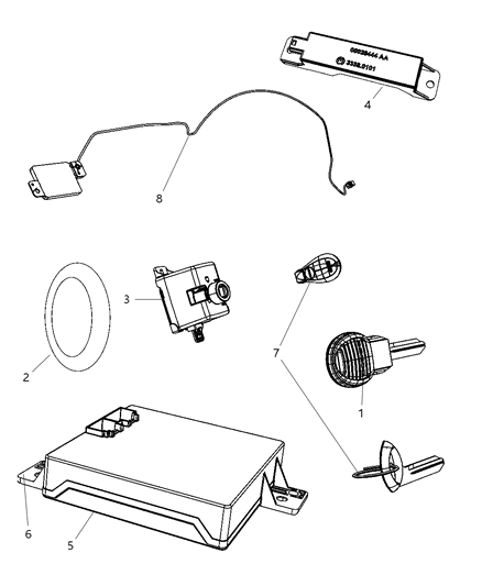 Receiver Wireless Ignition Node Diagram for 68064790AE