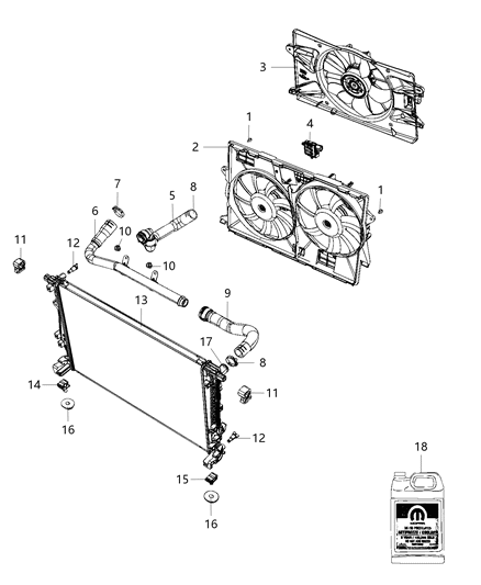 Radiator Engine Cooling Diagram for 68291179AA