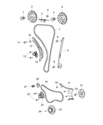 1994 Dodge Shadow Tensioner Chain Secondary Diagram for 4893701AA
