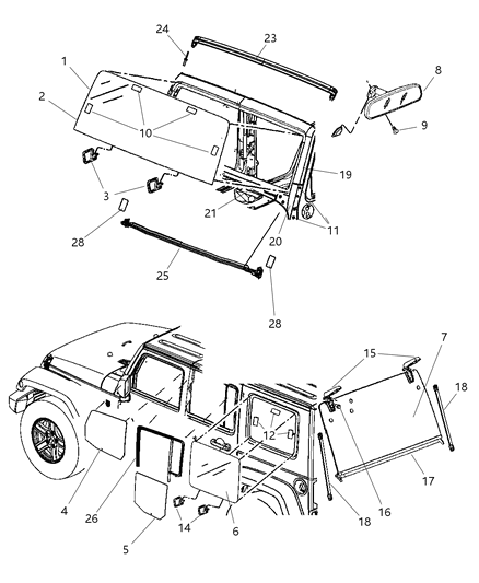 Weatherstrip Windshield Header Diagram for 55397454AB