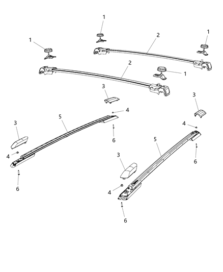2007 Dodge Durango Knob Roof Rack Diagram for 68088469AA