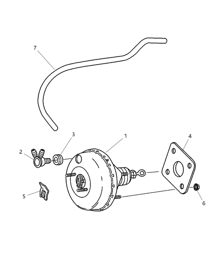 Hose Brake Booster Vacuum Diagram for 5273202AC