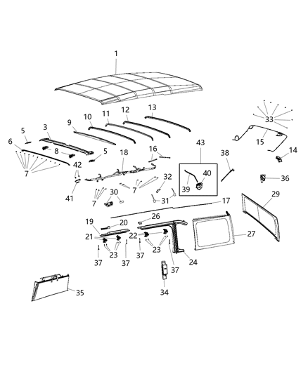 Foam Kit Soft Top Diagram for 68504525AA