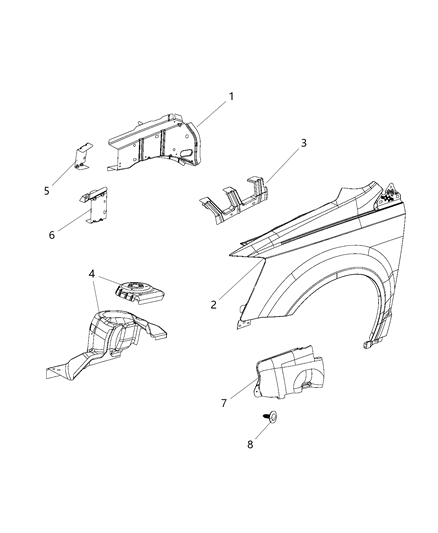Panel Fender Diagram for 68029130AA