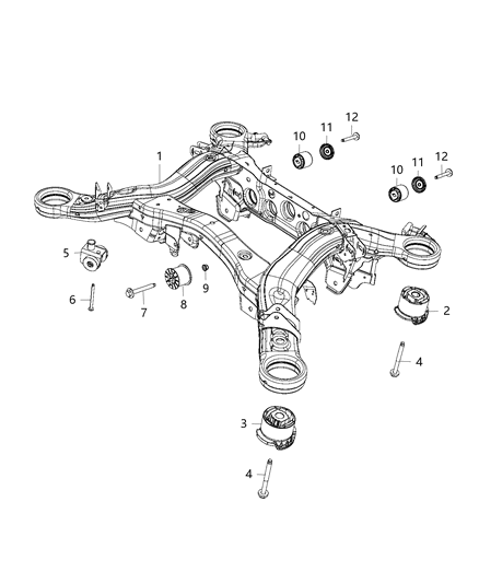 2003 Chrysler PT Cruiser Cradle Rear Suspension Diagram for 68306111AD