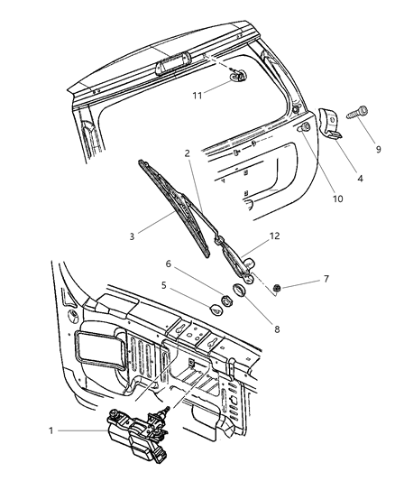 Motor Windshield Wiper Diagram for 55155122AD