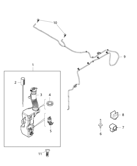 Hose Windshield Washer Mounts To Left Side Of Washer Pump #5 Diagram for 68256046AA