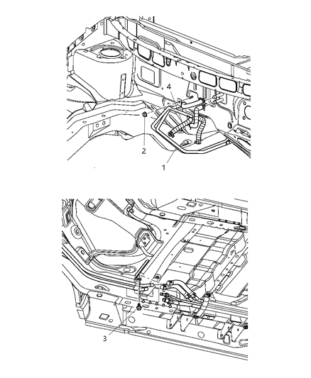 2005 Dodge Grand Caravan Tube & Hose Supply & Return W/Auxiliary Heater Diagram for 4677484AB