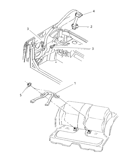 2005 Chrysler Sebring Seat Belt Rear Inner Diagram for WC151L2AC