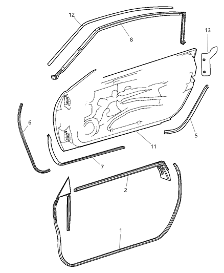 Weatherstrip, Door Glass Diagram for 5098670AA