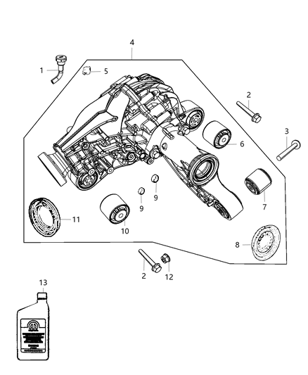 2018 Dodge Durango Differential Front Axle Diagram for 68352179AA
