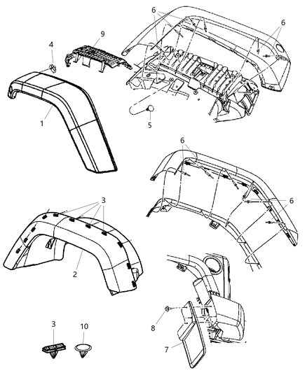 Applique Fender Wheel Opening Diagram for 5KC86TZZAE