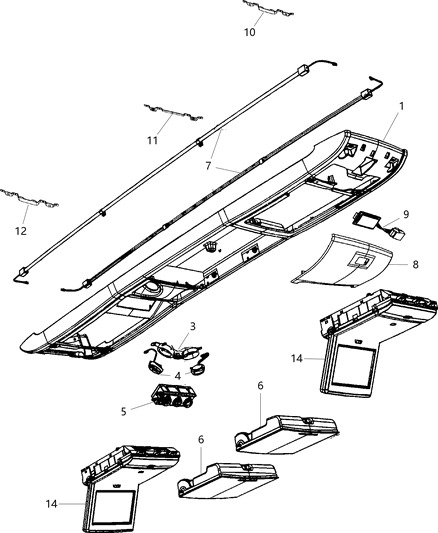 2016 Dodge Charger Cover Overhead Console Diagram for 5KR06DW1AA