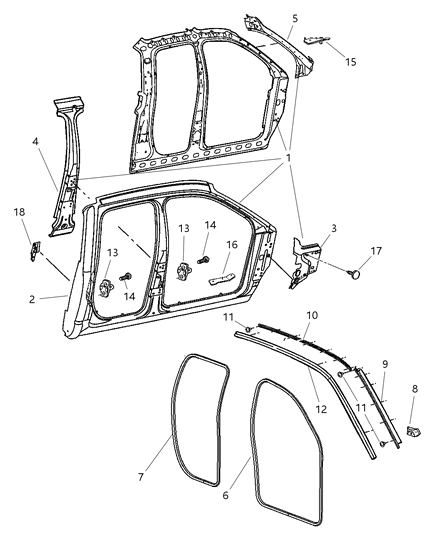 2003 Dodge Ram 1500 Panel Bodyside Aperture Outer Only Diagram for 55276051AB