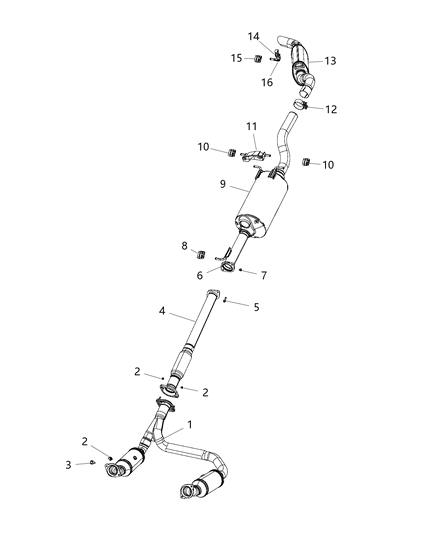 1993 Dodge Ramcharger Tailpipe Exhaust Diagram for 68268198AE
