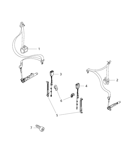 2019 Jeep Compass Seat Belt Retractor Diagram for 6EZ86LXHAA