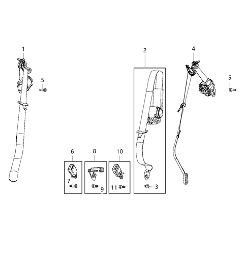 2007 Jeep Commander Seat Belt 2ND Row Outer Left Diagram for 6MH87PS4AA