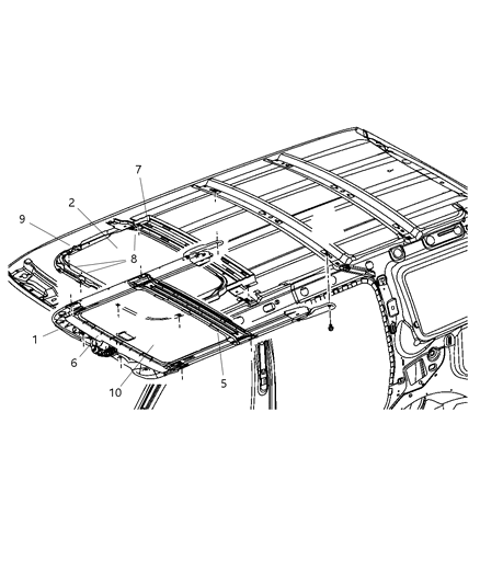 Sunshade Sunroof Diagram for 68002709AB