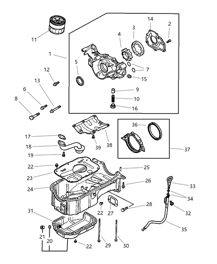 1991 Dodge Grand Caravan Bolt Oil Pan Diagram for MD199517