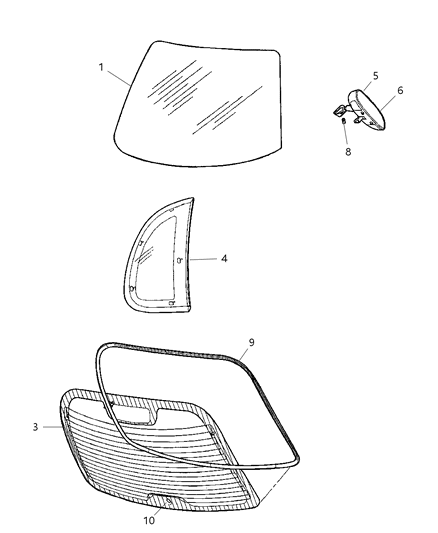 2006 Chrysler PT Cruiser Glass Quarter Window Diagram for 4724702AE