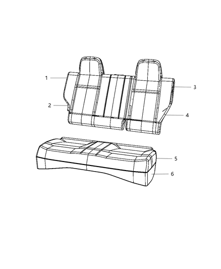 2012 Jeep Compass Cover Rear Seat Cushion Diagram for 1RF87XDVAA