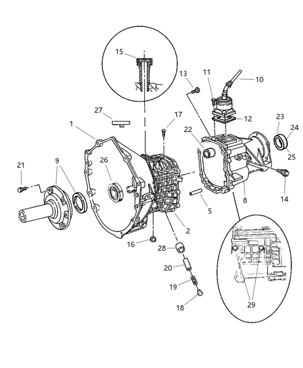 2003 Jeep Liberty Case Transmission Rear Diagram for 5093072AA