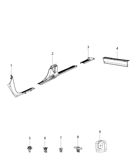 2019 Chrysler Pacifica Screw Round Washer Head Tapping Cargo Tie Down Loop Diagram for 6107169AA