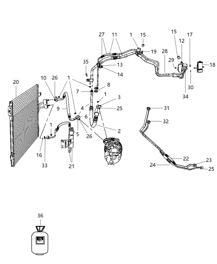 Valve A/C Pressure Transducer Includes: O - Ring Diagram for 68141376AB