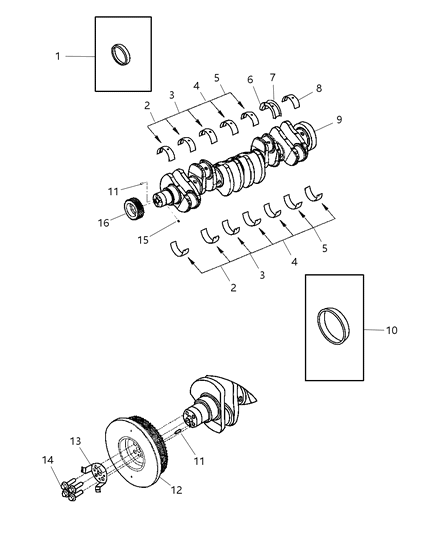 2000 Chrysler Grand Voyager Bearing Kit Crankshaft .25Mm Oversize Diagram for 4429271