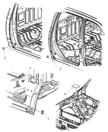 2004 Jeep Liberty Seal Hood Diagram for 68158627AA