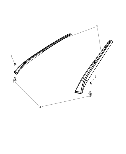 Rail Luggage Rack Cross Diagram for 68032966AB