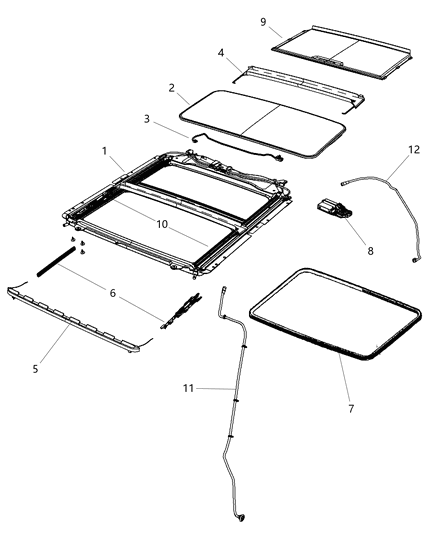2023 Dodge Durango Frame Sunroof Diagram for 68303212AA