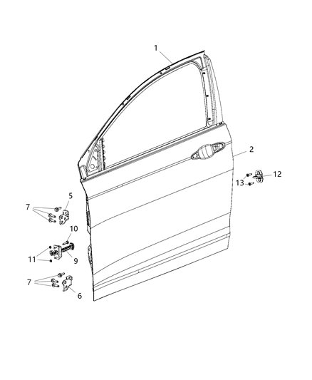Hinge Door Upper Diagram for 68214360AD