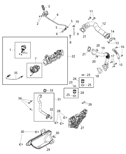 EGR Cooler Diagram for 68509351AA