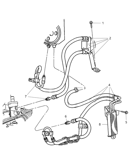 Hose And Cooler Power Steering Return Diagram for 52125388AB