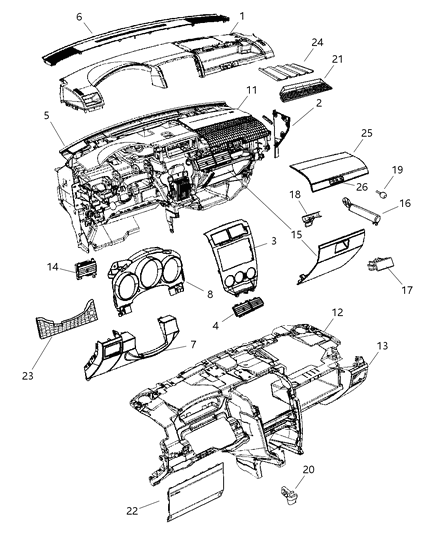 Bracket Instrument Panel Diagram for 5291844AB