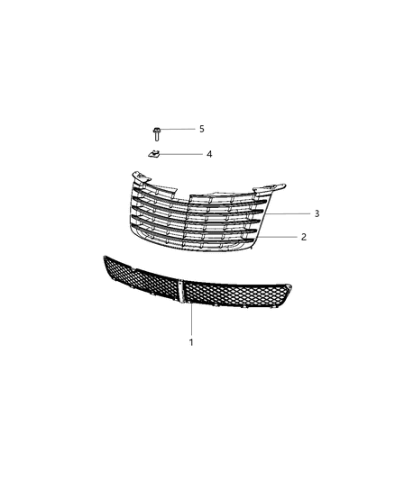 2010 Chrysler PT Cruiser Grille Radiator Diagram for ZG98WS2AD