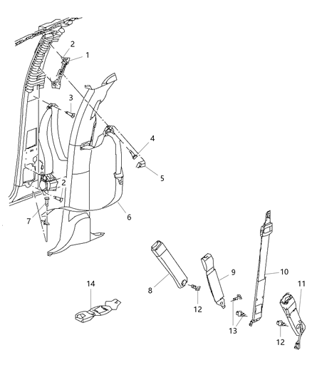 Seat Belt Tip Half Center Diagram for 5KQ361DVAB