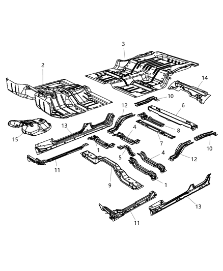 Crossmember Rear Floor Diagram for 55395683AC