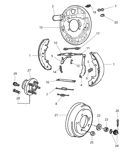 Drum Brake Diagram for 5019407AA