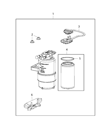 1990 Dodge Spirit Filter Kit Fuel/Water Separator Diagram for 68235275AA