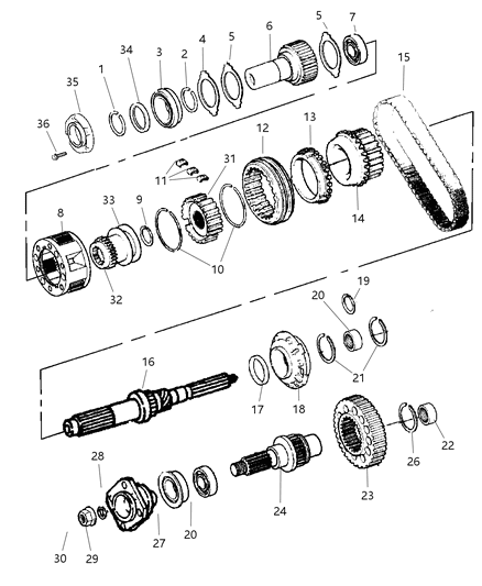 2002 Dodge Ram 2500 Sprocket Transfer Case Diagram for 4746256