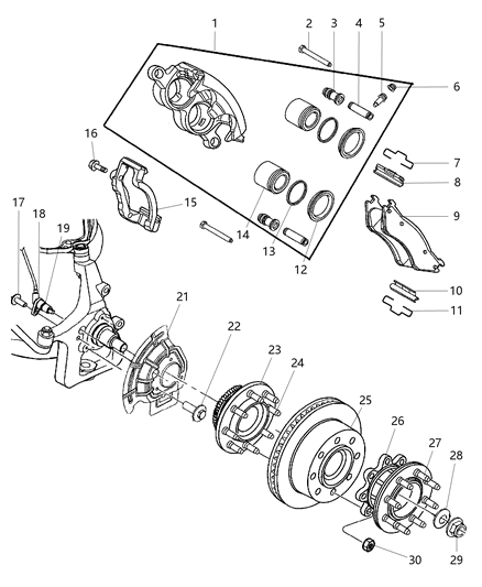 Hub And Bearing Brake Diagram for V2505456AA