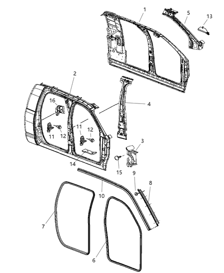 1997 Chrysler LHS Panel Bodyside Aperture Outer Complete Diagram for 68000697AA