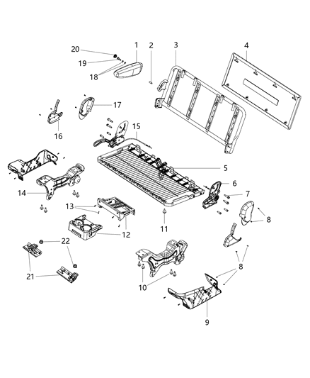Panel Seat Back Diagram for 1HW08DX9AA